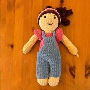 Miss Rachel Handmade Crochet Doll with Overalls